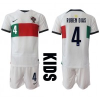 Portugal Ruben Dias #4 Udebane Trøje Børn VM 2022 Kortærmet (+ Korte bukser)